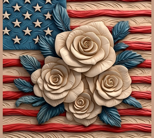 3d Clay Floral American Flag