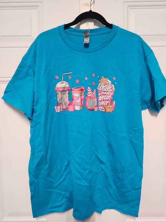 Blue Christmas coffee t-shirt