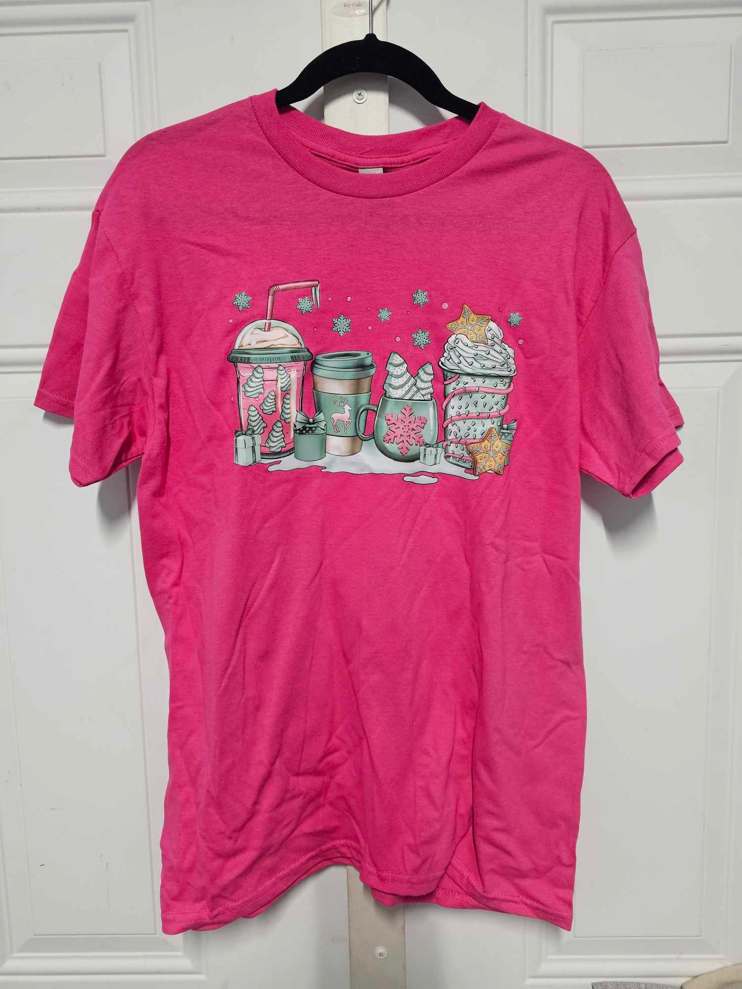 Pink Christmas coffee t-shirt