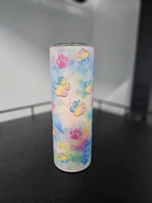 Rainbow paw prints 20 oz