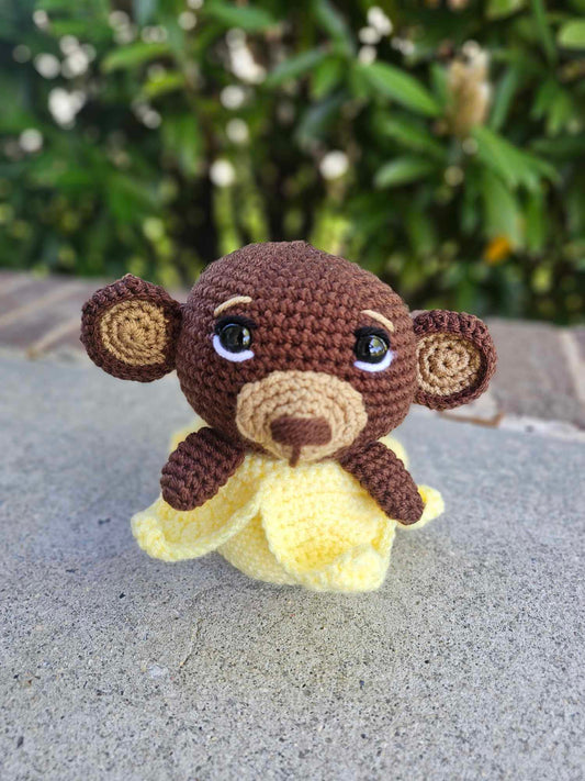 Monkey in Banana Bowl Crochet plush