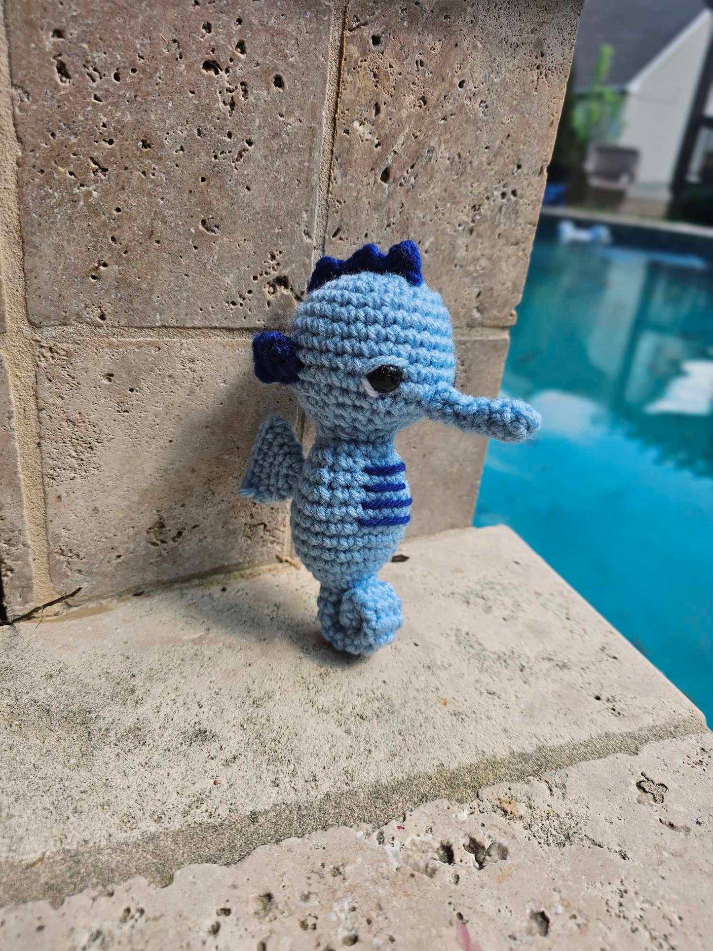 Seahorse Blue Crochet Plushie