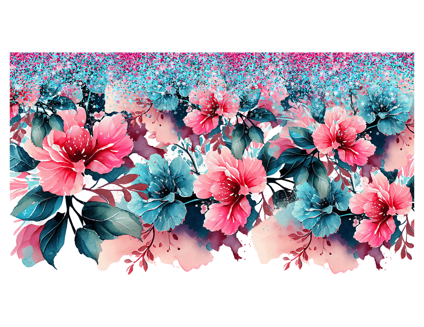 Glitter Pink & Blue floral