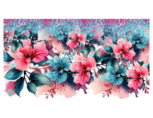 Glitter Pink & Blue floral