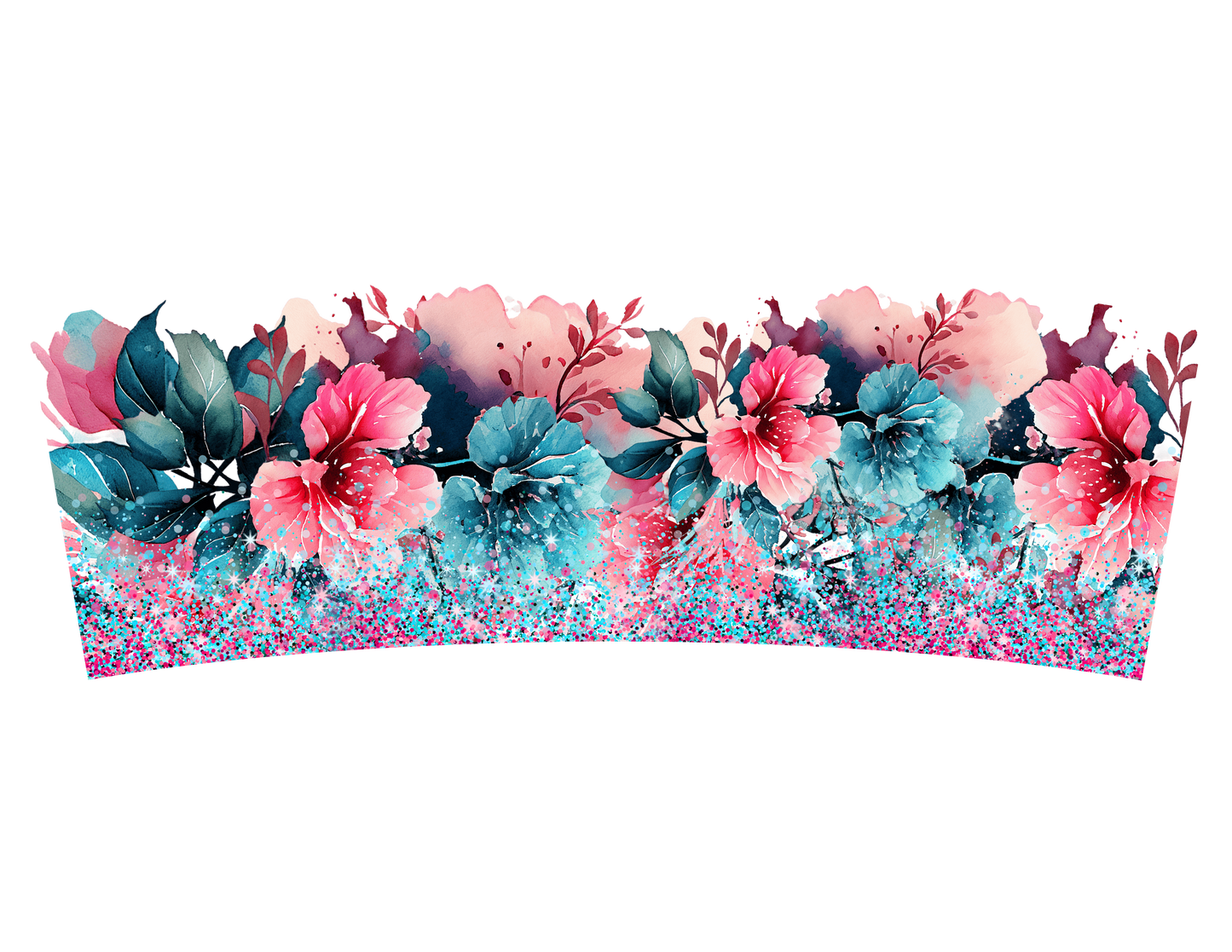 Glitter Pink & Blue floral