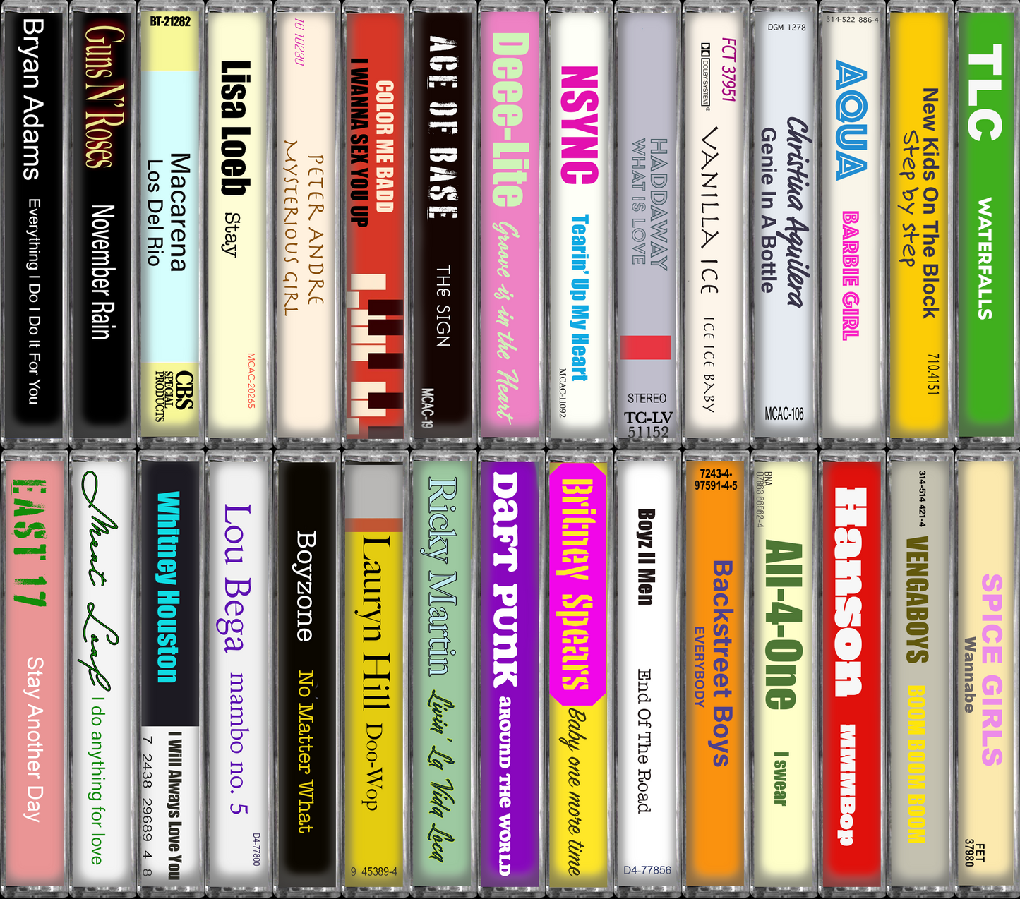 90s music cassettes