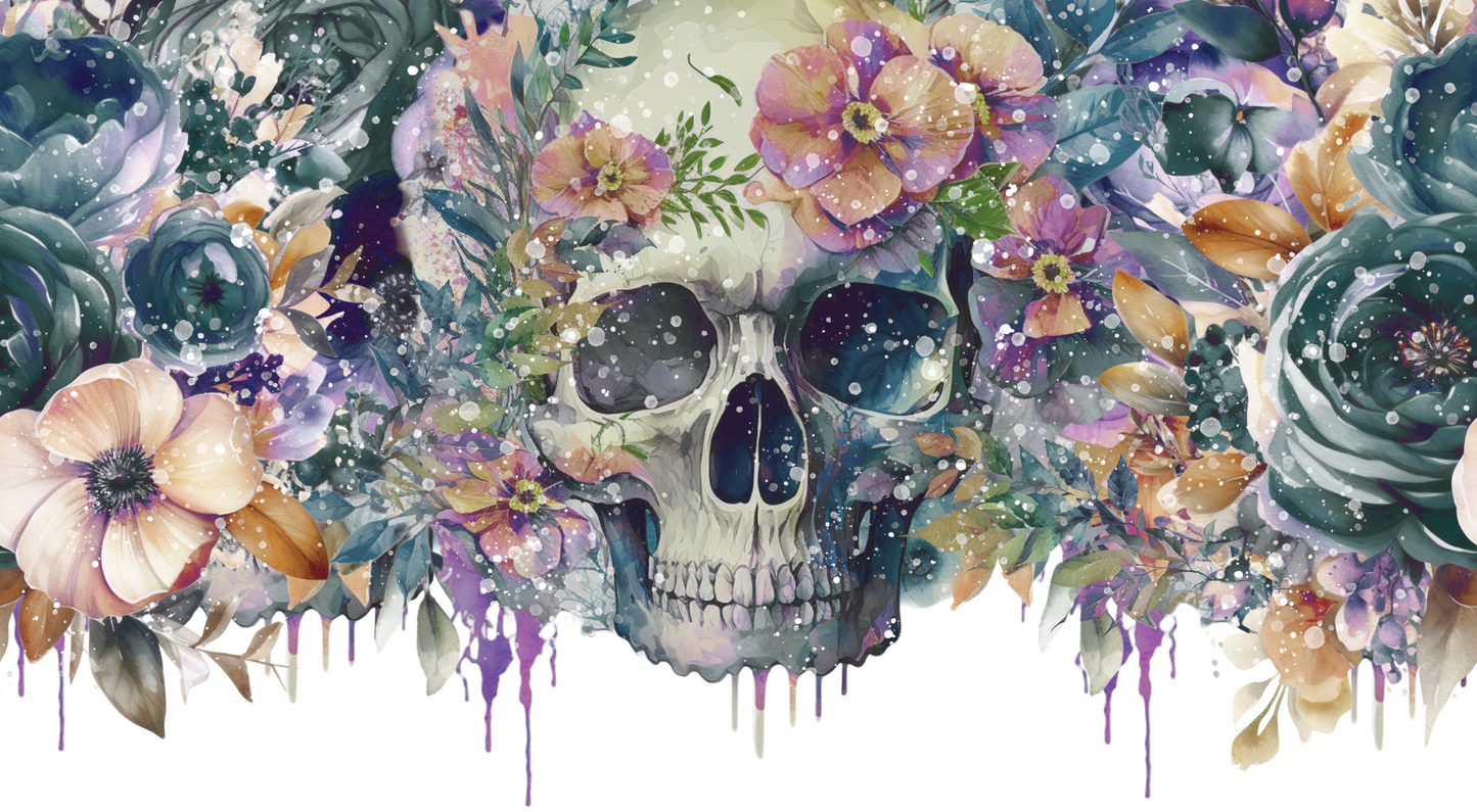 Floral Glitter Skull