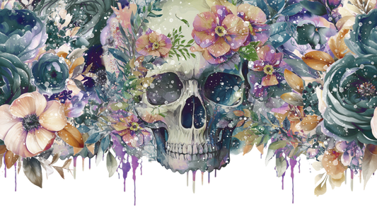 Floral Glitter Skull